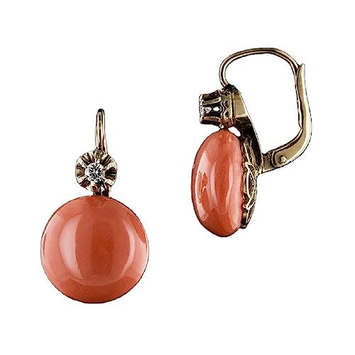 CUSIOALQQ Pendientes vintage hermosos de color naranja y rojo, aretes de imitación de diamantes de coral, estilo bohemio, aretes retro delicados para novias, circonita cúbica de imitación de circonita