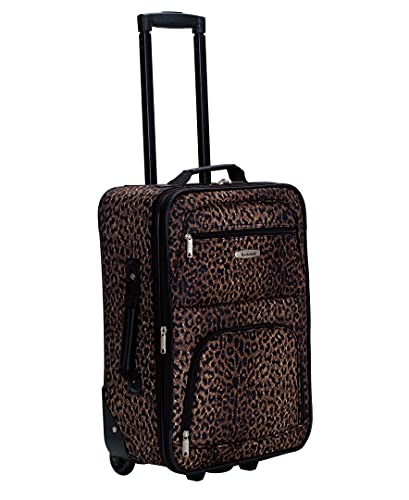Rockland Vara Softside 3-Piece Upright Luggage Set, Expandable,Lightweight,Telescopic Handle,Wheel, Leopard, (20/22/28) #TOP5