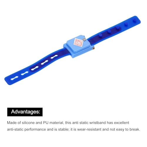Image of MECCANIXITY Anti Static Wrist Strap, ESD Silicone Adjustable Antistatic Bracelet Cordless for Computer Electronics Repair Sapphire Blue