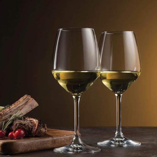 Bormioli Rocco 14.75 oz White Wine Glasses (Set Of 4): Crystal Clear Star Glass, Laser Cut Rim For Wine Tasting, Elegant Party Drinking Glassware, Restaurant Quality by Bormioli Rocco - Image 2