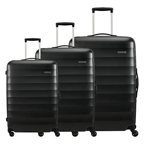 Image of American Tourister Trolley Bags for Travel | Barcelona 55 Cms, 69 Cms, 79 Cms Polycarbonate Hardsided Spinner Set of 3 Luggage Bags | Suitcase for Travel | Trolley Bags for Travelling, Gunmetal