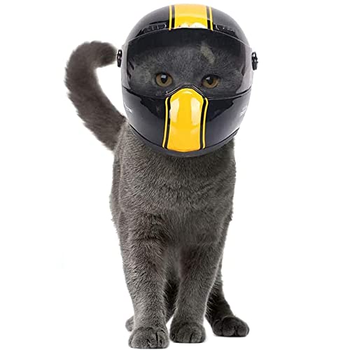 Pet Safety - Cat & Dogs Motorcycle Helmet - Full Face, Bike Riding & Outdoor (Black)