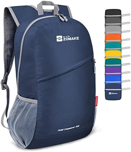ZOMAKE Small Foldable Backpack Lightweight Packable 20 L, Hiking Daypack Water Resistant Travel Bag Nylon Outdoor Sports Gym Camping Rucksack Walking Trekking for Men Women Seniors