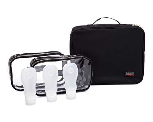 Hanging Toiletry Travel Bag Organizer for Men and Women, Lightweight, Holds Tons, Folds Flat with Easy In/Out Clear Bags & Bottles