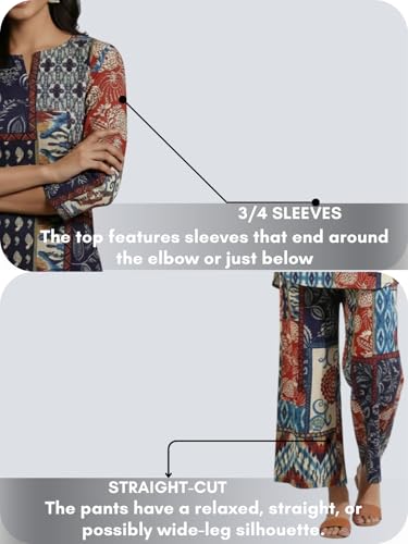 Image of Leriya Fashion Kurta Sets for Woman | Co ord Set for Women Stylish | Kurti Set for Woman | Short Kurti for Women | Kurtis | Ethnic Floral Straight Printed Kurta Set's with Palazzo Pants