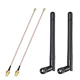 BINGFU デュアルバンドWiFiアンテナ2.4GHz5GHz 5.8GHz 3dBi MIMO RP-SMAオス（2パック）+ 2 x 30 cm WiFiルーター用RP-SMAケーブルワイヤレスミニPCIExpressPCIEネットワークカードアダプター