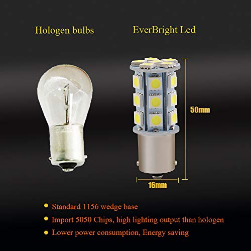 Everbright 10-Pack Extremely Bright White 1156 Ba15S 1141 1073 1095 1003 7506 24-Smd Led Car Replacement Interior Rv Camper Rear Turn Signal,Back Up ,Parking Side Marker Light Bulb Dc 12V #TOP1