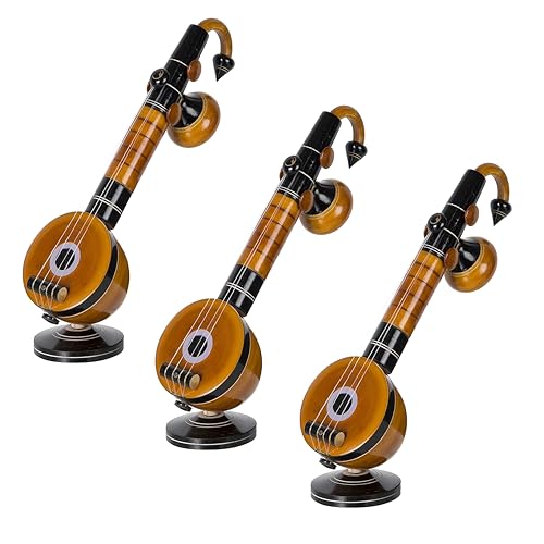 Image of IAgriFarm IAgri Eco Friendly Eucalyptus Wooden Veena Home Decor Showpiece (9 cm x 9 cm x 27 cm, Brown) Decorative Showpiece - Pack of 3