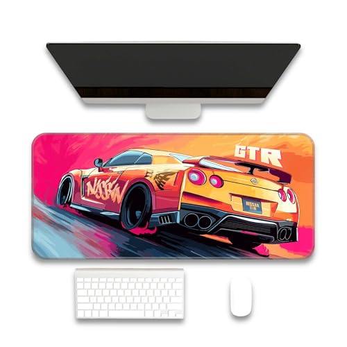 Image of Nisaan GTR Gaming, Extended 60x30CM Large with Stitched Edges, Non-Slip Rubber Base, Perfect for Setup & PC Accessories | Long Gaming Mat
