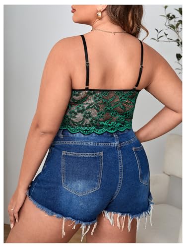 Image of SOLY HUX Women's Plus Size Sexy Floral Lace Scalloped Trim Wireless Bra Adjustable Strap V Neck Everyday Bralette