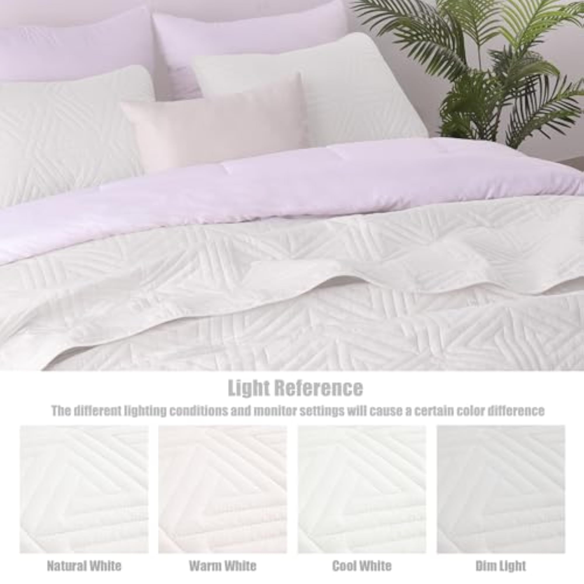 Soft Ultrasonic Geometric Queen Quilt Set, 3-Piece