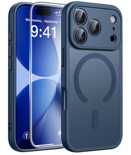 Image of FNTCASE for iPhone 17 Pro Case: Translucent Blue Slim Cases Compatible with MagSafe, Full Camera Protection & Tempered Glass Protector, 14FT Military Grade Drop Tested, Matte Skin-Friendly Cover