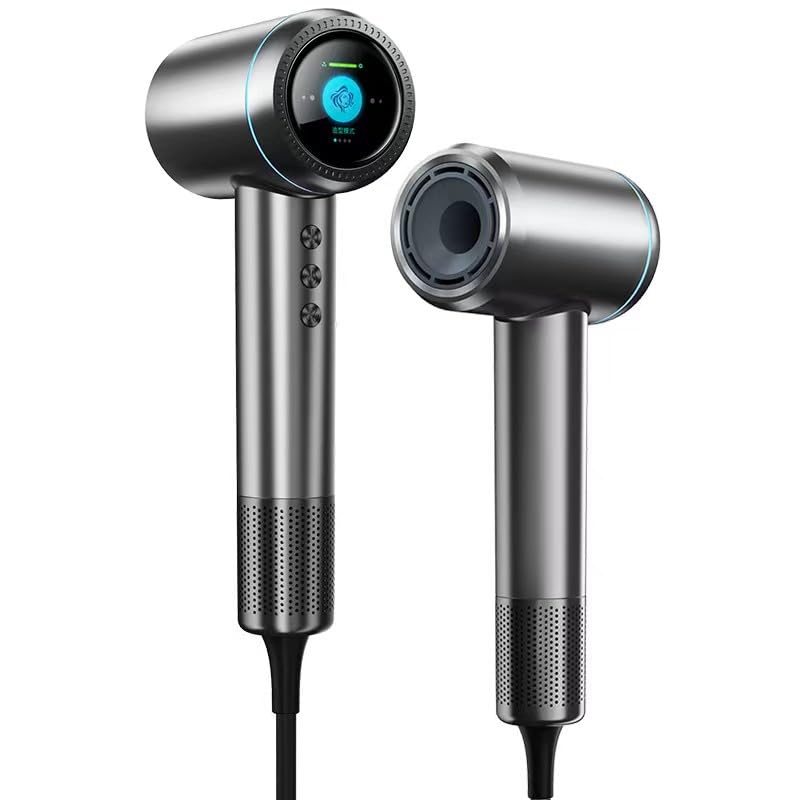 Professional Hair Dryer 150,000 RPM High-Speed - Negative Ionic Technology for Fast Drying & Frizz Control, HD Digital Display, 4 Heat & 3 Speed Settings, Magnetic Nozzle & Diffuser