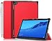 Produktbild Ash-case Hülle für Huawei MediaPad M5 Lite LTE(10,1 Zoll) Hülle,PU Leder Flip Schutzhülle mit Auto Schlaf/Wach Funktion Case mit Ständerfunktion,Red+1xSilberner Touch Handschrift
