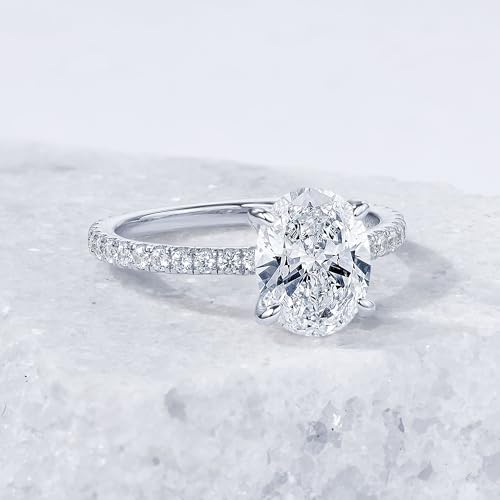 3CT Oval Cut Moissanite Engagement Ring for Women D Color Oval Cut VVS1 925 Sterling Silver Classic 4 Prong Ring Gifts for Wedding Anniversary Promise Rings3