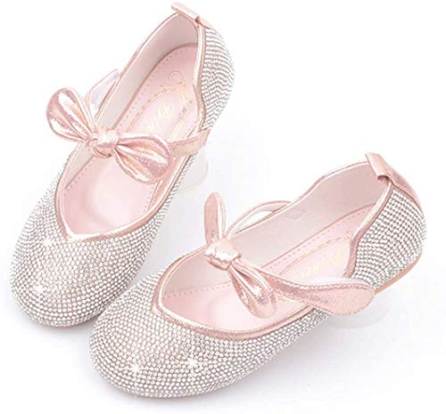 Girls Glitter Rhinestone Party Wedding School Uniform Ballerina Ballet Mary Janes Flats Dress Shoes (Toddler/Little Kid)