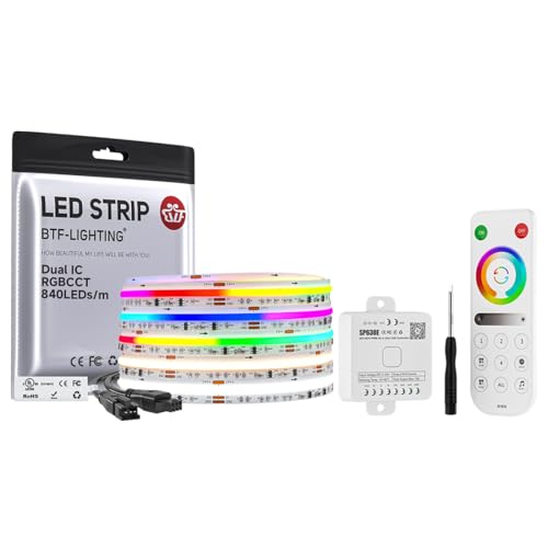 Tira LED RGB CCT FCOB 16.4FT 840LEDs/m 10mm IP30 DC24V miniatura 1