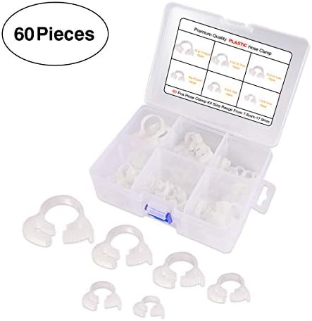 Double Grip Hose Clamps, 60 Pieces Plastic Hose Clamp Set, Nylon Snap Ratcheting Assortment Kit