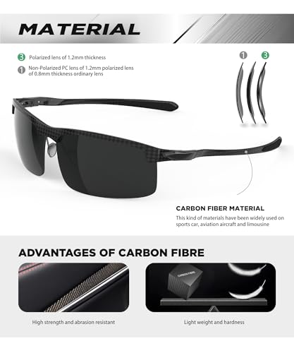 Image of ANYLUV Polarized Sunglasses for Men Carbon Fiber Sunglasses with UV400 Protection for Fishing Driving Gift