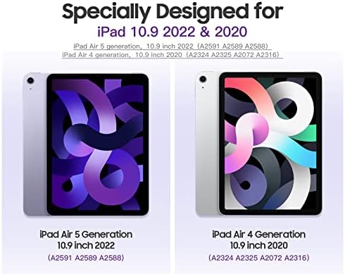 Dadanism Case for iPad Air 5th Generation 2022/iPad Air 4th Generation 2020 10.9 Inch, [Multi-Angle Viewing] Smart Cover with Hand Strap, Auto Wake/Sleep Support Magnetic Charge, Purple Marble