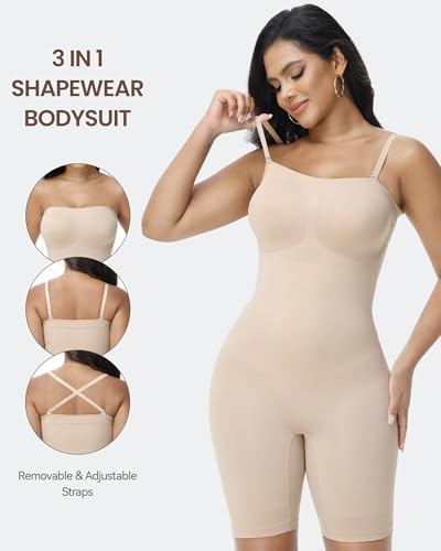 Strapless Shapewear Tummy Control Bodysuit for Women Underdress Seamless Full Body Shaper with Removable Straps3