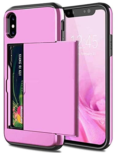 Protection iPhone XS Max porte-carte housse antichoc silicone rose