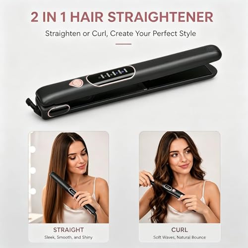Plancha de pelo cerámica de titanio con LCD y voltaje dual miniatura 7