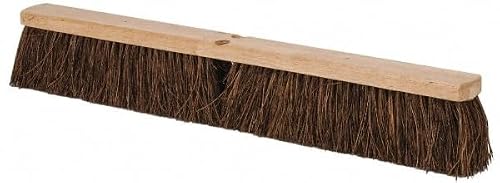 PRO-SOURCE Push Broom 18\" Wide, Palmyra Bristle - 4\" Bristle Length, Wood Block, Threaded Handle Connection Part #RS18-PLM