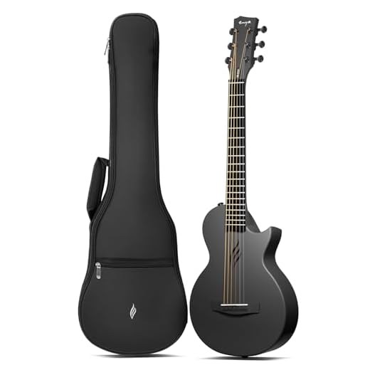 Enya Nova Go Mini Guitarra - Guitarra Acústica Negra 1/4 Guitarra Viaje Fibra Carbono para Adultos Principiantes Set de Iniciación Educación Musical para Niños