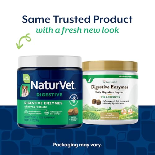 Image of NaturVet - Digestive Enzymes - Plus Probiotics & Prebiotics - Helps Support Diet Change & A Healthy Digestive Tract - for Dogs & Cats (Soft Chews, 120 Count) (Pack of 2)