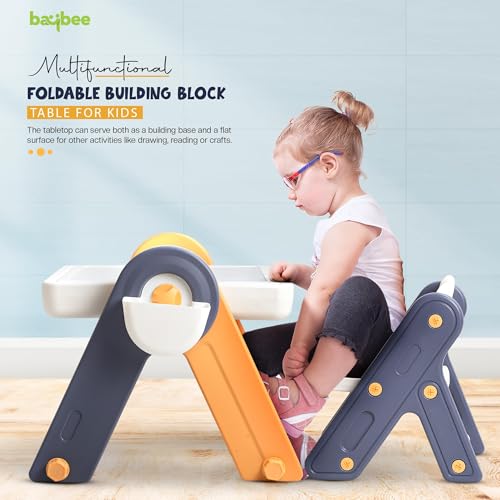 Image of BAYBEE 6-in-1 Kids Study Table and Chair Set - Foldable, Anti-Slip, Dual-Sided Tabletop, Easy to Store - Durable Study Table for Learning and Play for Ages 2 to 5 Years
