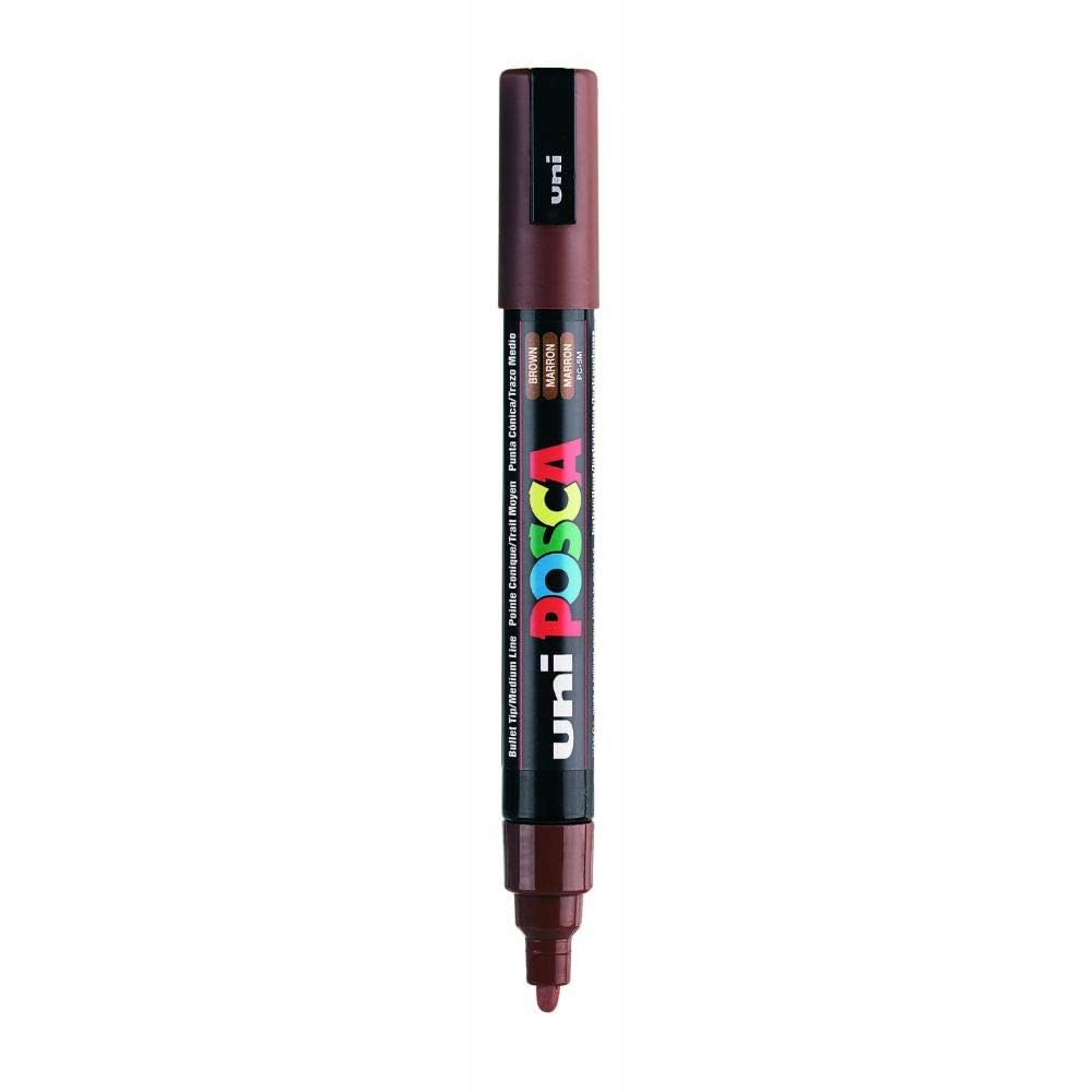 UNI-BALL Posca 5M 1.8 mm-2.5 mm Bullet Shaped Markers, Brown Ink, Pack of 1