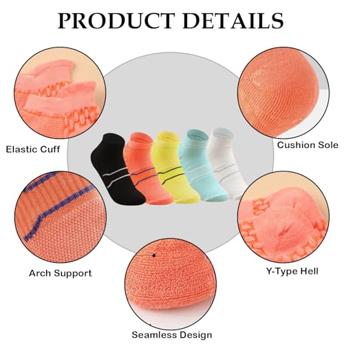 Image of MOMISY Men's Premium Cotton Cushion Ankle length Socks, (Multicolor) Pack of 5 (Free Size)