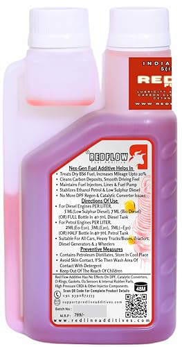 Red Flow Diesel & Petrol Additive | Injector Cleaner (300ML), Treats 60L Diesel & 150L Petrol, for All Cars, Bikes, Scooters. Keeps Engine Clean, Improves Engine Smoothness, Fuel Economy & Pickup.
