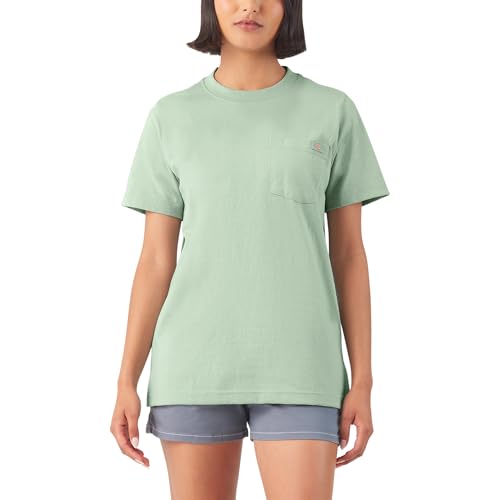 T-Shirt Femme Dickies Heavyweight Anti-Déformation avec Poche Poitrine Pratique en Coton Lourd