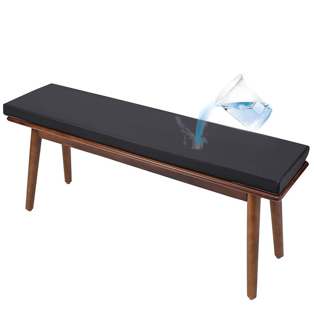 Coussin de banc imperméable 150x60 matelas de chaise de jardin noir lavable