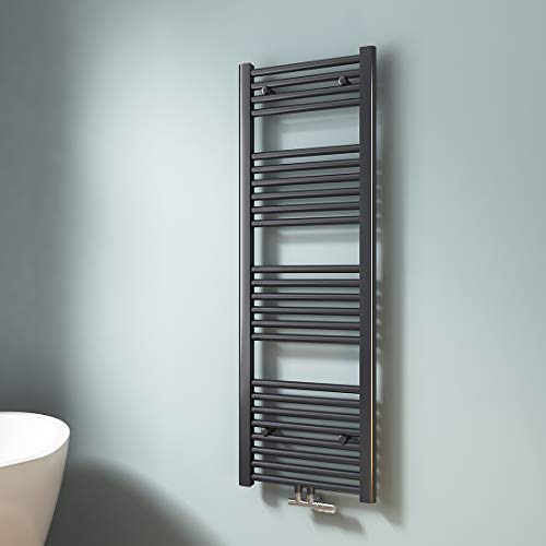 EMKE Toallero Baño Radiador, 120 x 40 cm, Tubo Redondo, Antracita Color, secador de Toallas con conexión Central, radiador secador de Toallas de Agua Caliente