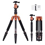 Rollei Compact Traveler No. 1 - leichtes Reisestativ aus Aluminium mit geringem Packmaß von nur 31,5 cm, Arca Swiss kompatibel und inkl. Kugelkopf und Stativtasche, Orange