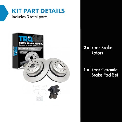 Image of TRQ Rear Ceramic Brake Pad and Rotor Set | For 07-08 Lexus LS460 09-13 RWD 14-17 L 14-17 Base Model