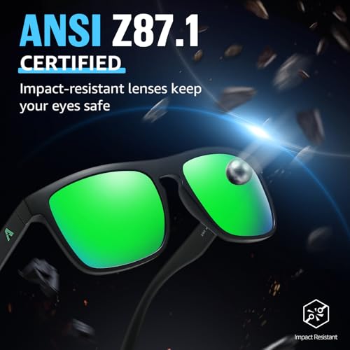Image of TJUTR ANSI Z87.1 Safety Sunglasses for Men Polarized Square Sun Glasses