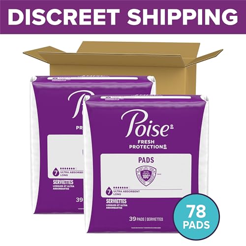 Image of Poise Incontinence & Postpartum Pads for Bladder Leaks, 7 Drop Ultra Absorbency, Long Length, 78 Count, Packaging May Vary