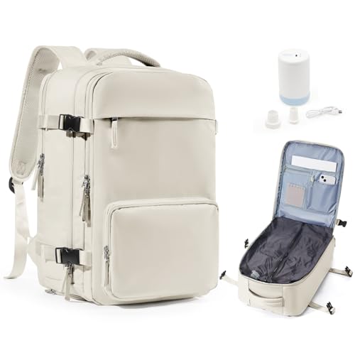 Image of Vacuum Backpack Travel Backpack with Compression, Men Women Vacuum Backpacks with Air Pump, Carry on Bag Flight Approved Personal Item Size - Beige