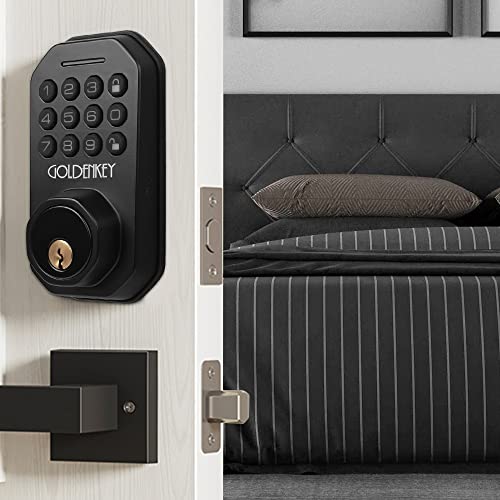 Goldenkey Smart Keyless Entry Door Lock - Automatic Locking Door Locks With Keypads Support Password & App Bluetooth & Key & Temporary Password Electronic Security Deadbolt Lock #TOP6