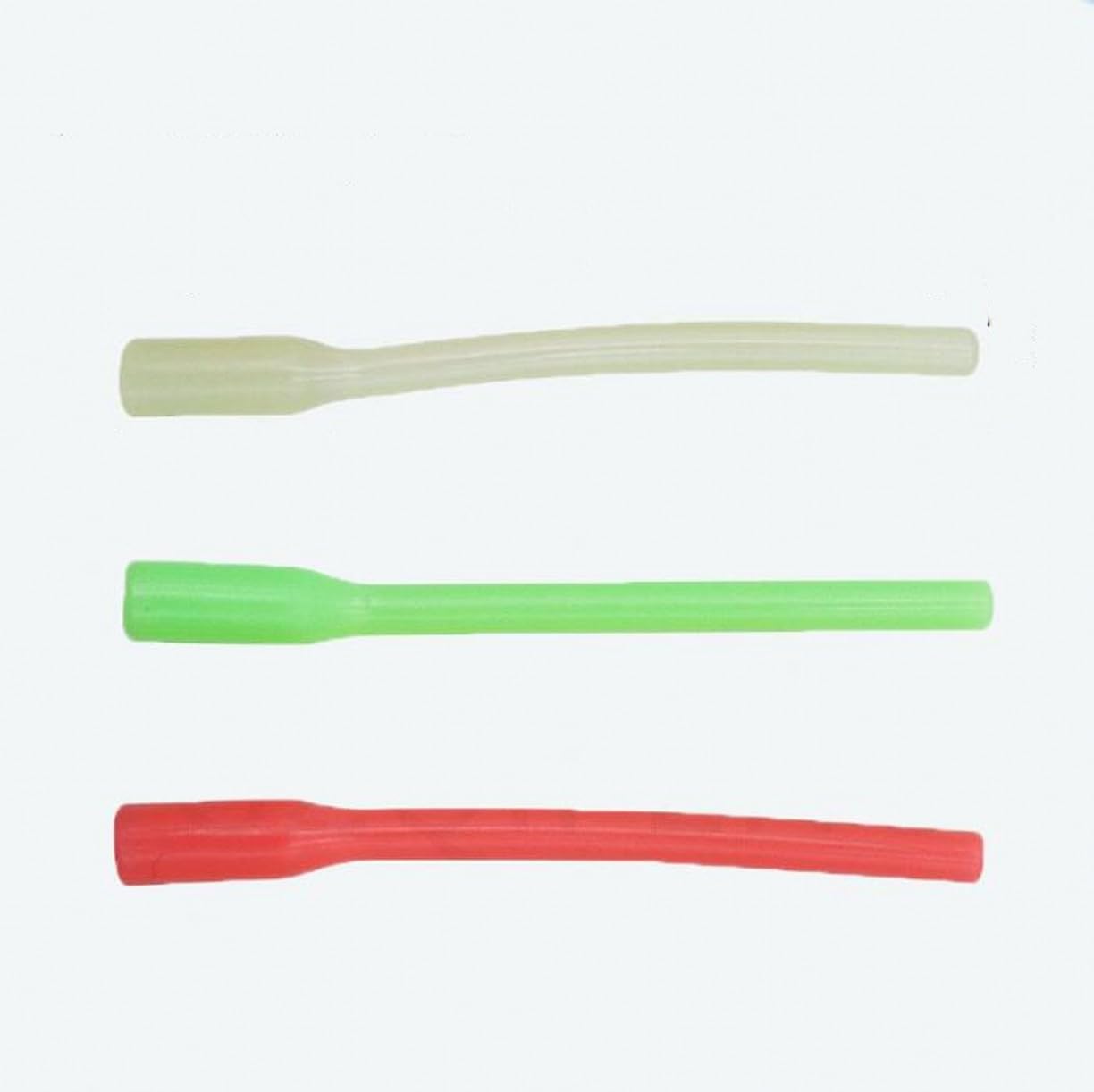 WellieSTR 100PCS (3 Mixed Color) Luminous PVC Casing Glow Crimp Protectors Deep Drop Rigs, 75x7x4.5mm