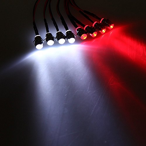 Shaluoman 8Leds LED Light Headlights Taillight Kit Accessories Compatible with HSP Tamiya Redcat RC4WD Axial SCX10 RC Car Truck Tank Crawler