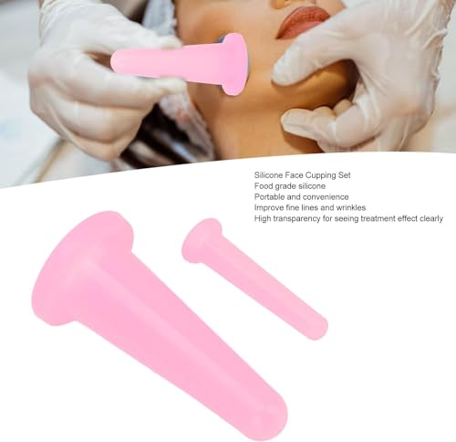 2Pcs Pink Cupping Set,Mini Silicone Face Cupping Set Vacuum Suction Massage Cups Anti Cup Facial Cupping Set for Adults,Body and Face,Anti Wrinkle,Promotes Sleep Health Care Health and Household - Image 3