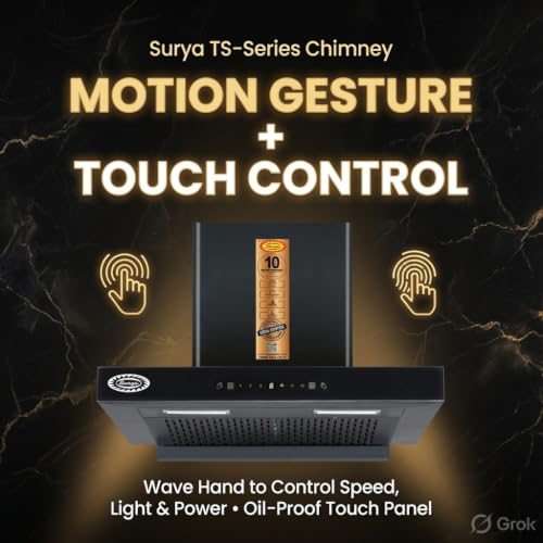 Image of T Shape TS-90 Auto Clean Auto Clean Wall Mounted Black 1600 CMH Chimney (Wall Mounted, Black)