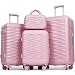 H.yeed 4-Piece Luggage Set Lightweight ABS Hard Shell Suitcase Set with TSA Lock and Spinner Wheels Travel Suitcase Set Includes 12" 20" 24" 28" (Pink, 4 pc Set)