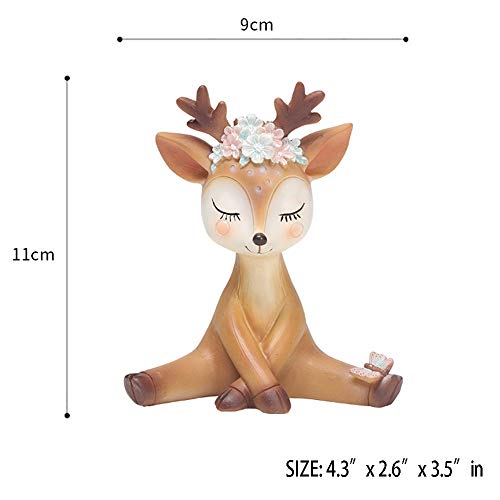 Keyum Deer Figurines Toys Decor 4.3", Cute Fawn Doe Christmas Home Decor Resin Ornament Cake Topper Party Desktop Decoration For Birthday Wedding Anniversary(Shy) #TOP3