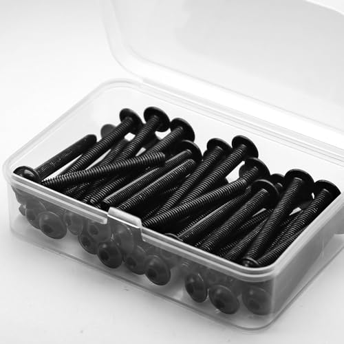 (40 Stück) M4x35mm Linsenkopfschrauben mit Flansch und Innensechskant Halbrundkopfschraube 304 Edelstahl Schwarzes Oxid Vollgewinde